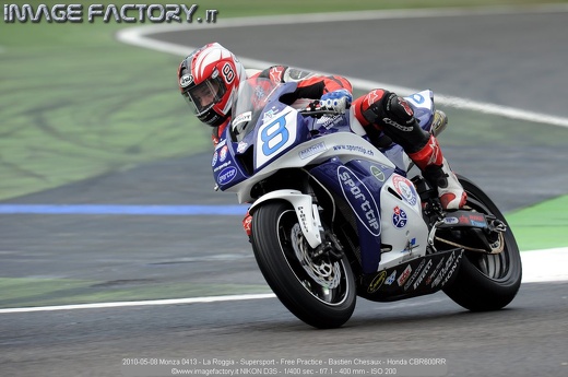 2010-05-08 Monza 0413 - La Roggia - Supersport - Free Practice - Bastien Chesaux - Honda CBR600RR